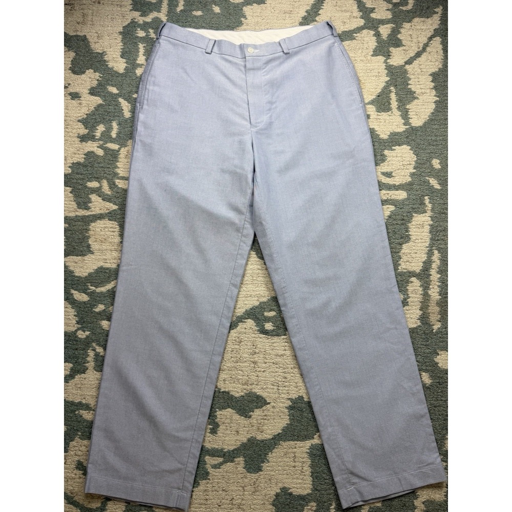 Brooks Brothers 346 Pants Mens 34x30 Light Blue Oxford Cotton Flat Front Chino